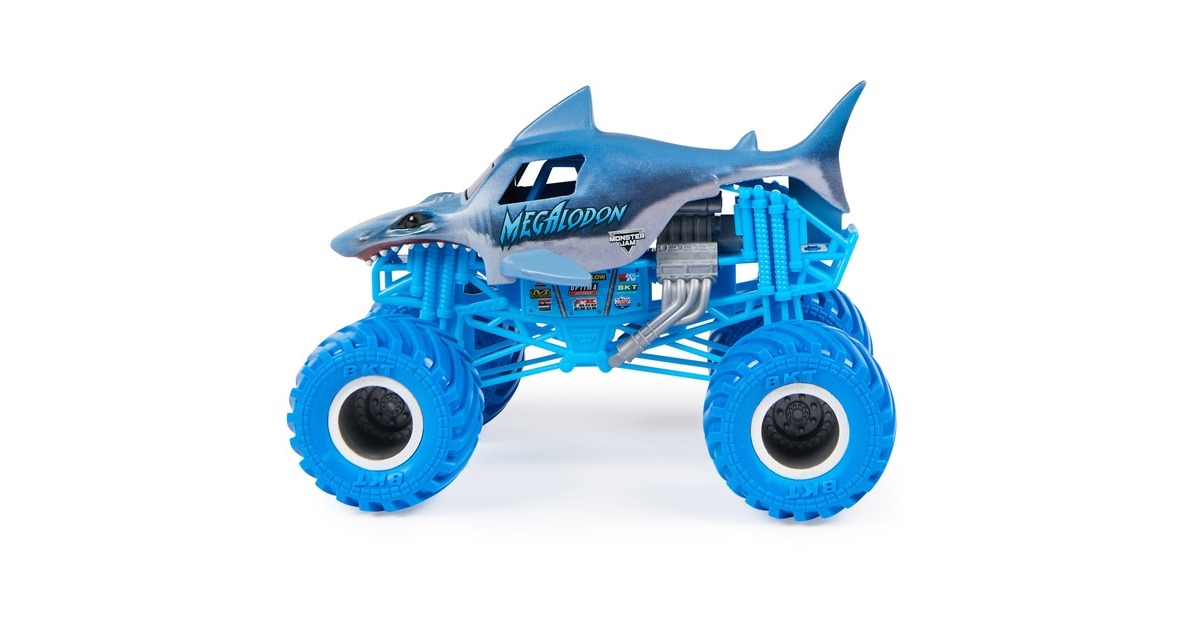 Spin Master Monster Jam - Offizieller Megalodon Monster Truck, Spielfahrzeug(Maßstab 1:24)