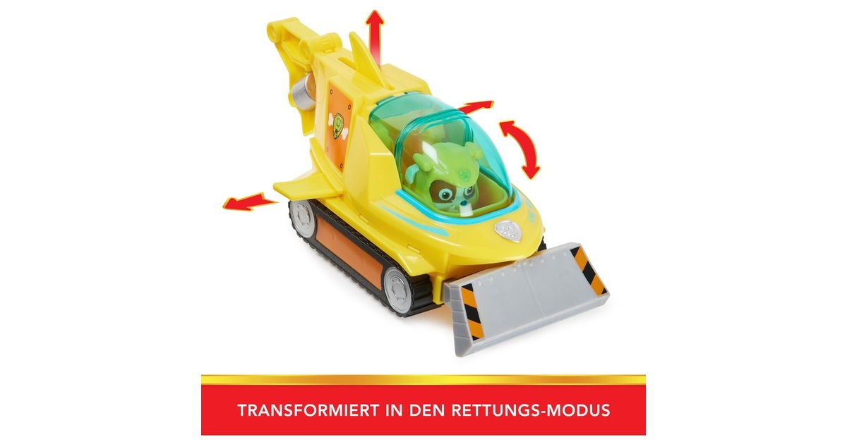 Spin Master Paw Patrol Aqua Pups - Basis Fahrzeug im Hammerhai-Design mit Rubble-Welpenfigur, Spielfahrzeug