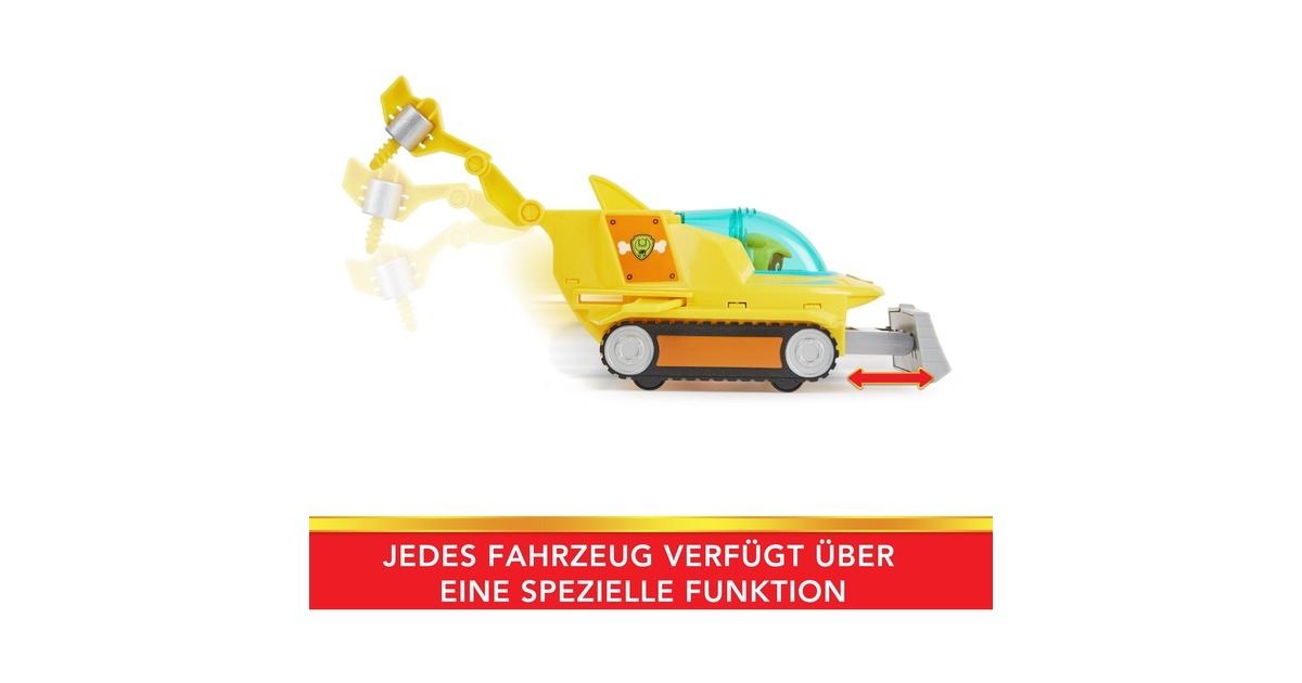 Spin Master Paw Patrol Aqua Pups - Basis Fahrzeug im Hammerhai-Design mit Rubble-Welpenfigur, Spielfahrzeug