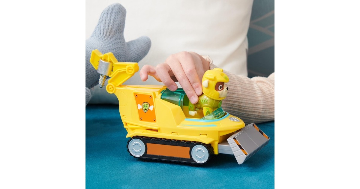 Spin Master Paw Patrol Aqua Pups - Basis Fahrzeug im Hammerhai-Design mit Rubble-Welpenfigur, Spielfahrzeug