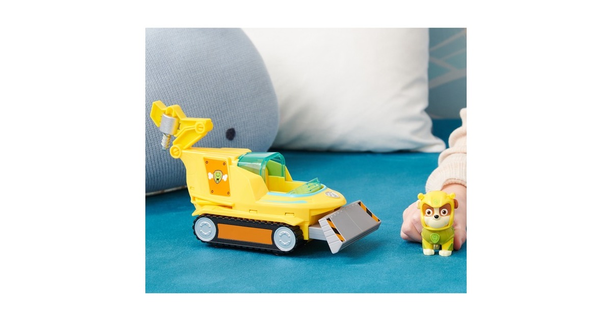 Spin Master Paw Patrol Aqua Pups - Basis Fahrzeug im Hammerhai-Design mit Rubble-Welpenfigur, Spielfahrzeug