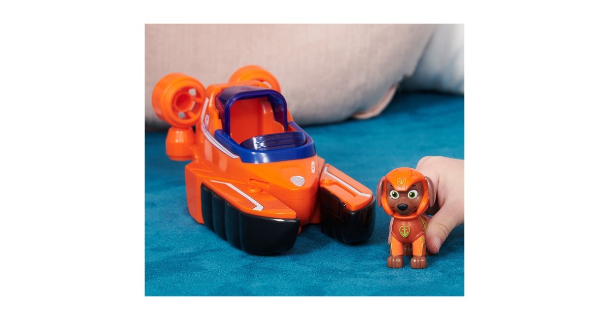 Spin Master Paw Patrol Aqua Pups - Basis Fahrzeug im Hummer-Design mit Zuma-Welpenfigur, Spielfahrzeug