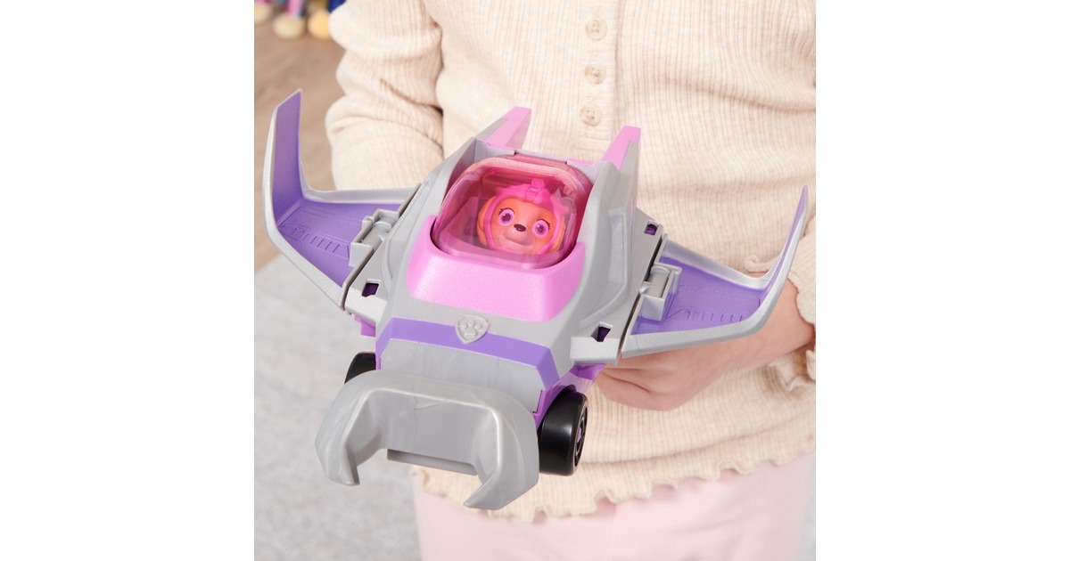 Spin Master Paw Patrol Aqua Pups - Basis Fahrzeug im Rochen-Design mit Skye-Welpenfigur, Spielfahrzeug