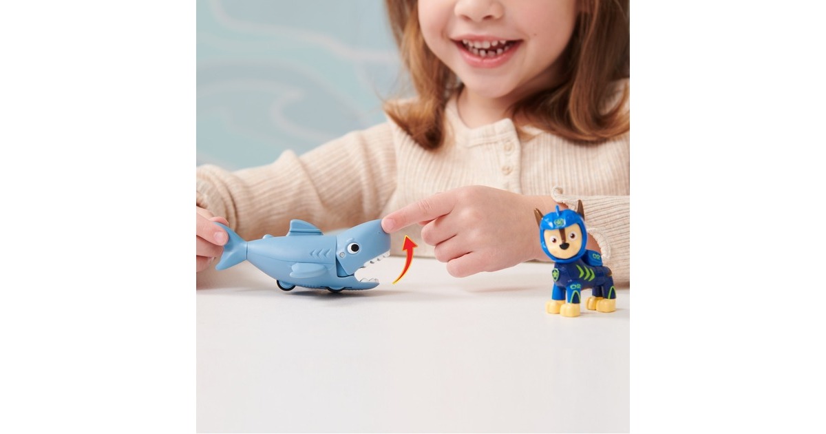Spin Master Paw Patrol Aqua Pups - Hero Pups-Set mit Chase-Welpenfigur und Hai-Figur, Spielfigur