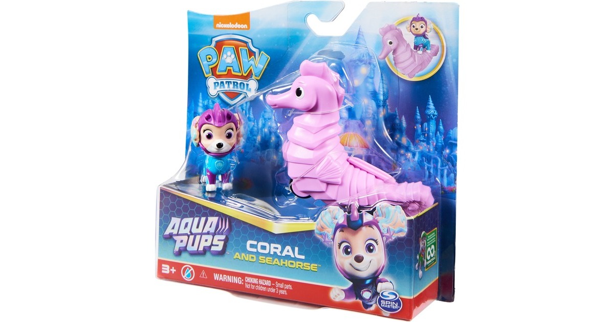 Spin Master Paw Patrol Aqua Pups - Hero Pups-Set mit Coral-Welpenfigur und Seepferd-Figur, Spielfigur