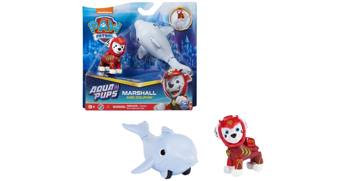 Spin Master Paw Patrol Aqua Pups - Hero Pups-Set mit Marshall-Welpenfigur und Delfin-Figur, Spielfigur