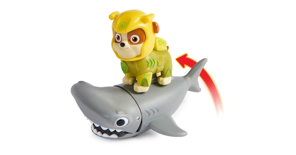 Spin Master Paw Patrol Aqua Pups - Hero Pups-Set mit Rubble-Welpenfigur und Hammerhai-Figur, Spielfigur