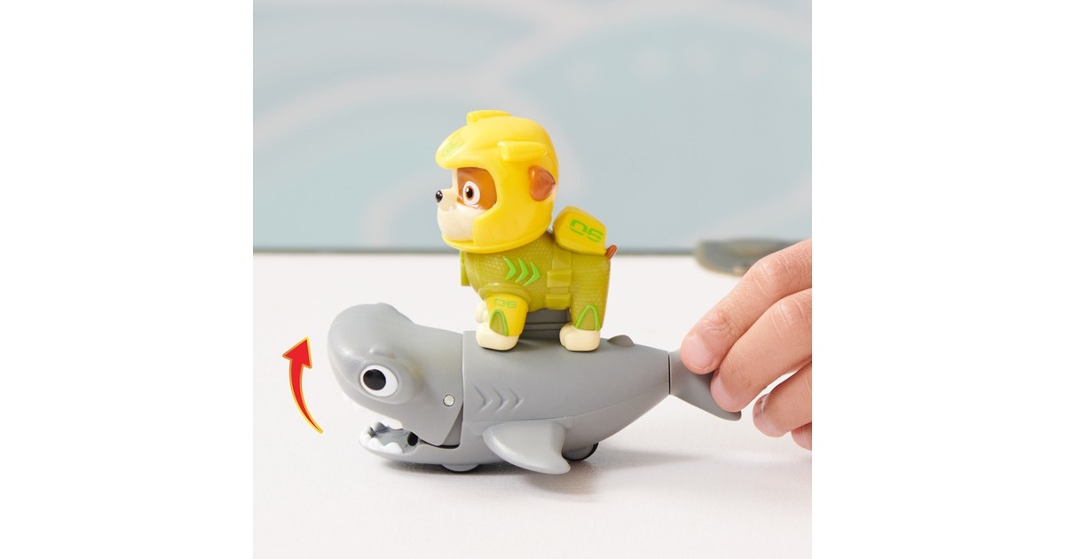 Spin Master Paw Patrol Aqua Pups - Hero Pups-Set mit Rubble-Welpenfigur und Hammerhai-Figur, Spielfigur