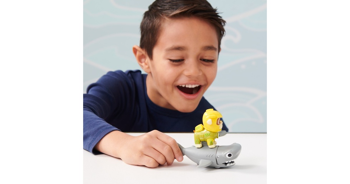 Spin Master Paw Patrol Aqua Pups - Hero Pups-Set mit Rubble-Welpenfigur und Hammerhai-Figur, Spielfigur