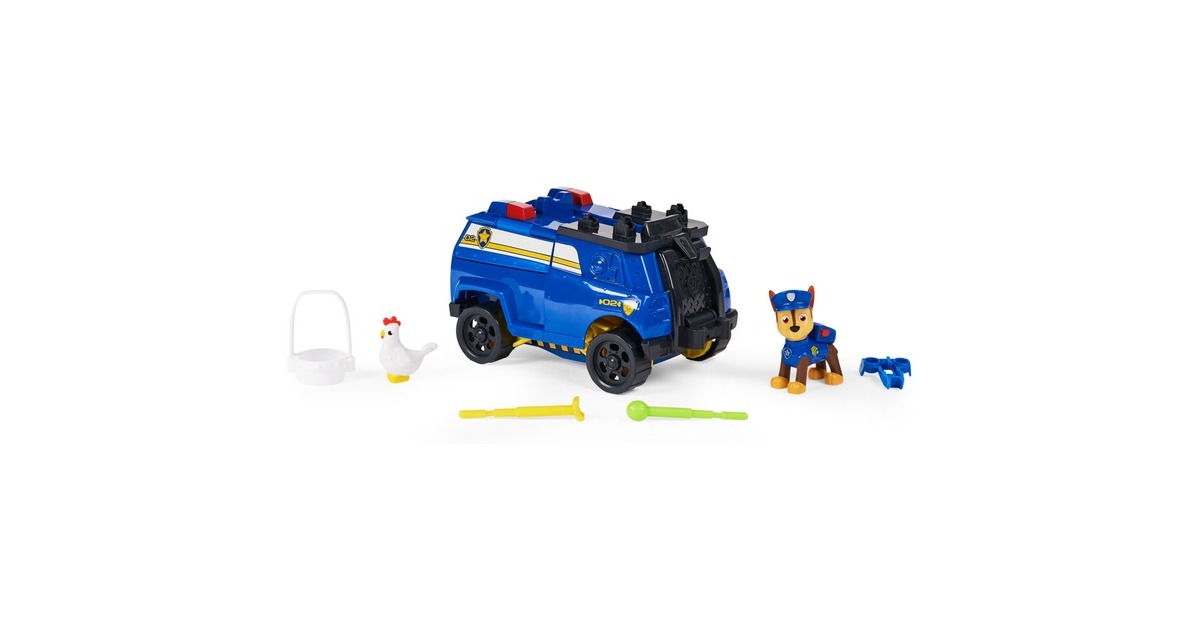 Spin Master Paw Patrol Chases Rise and Rescue wandelbares Spielzeugauto, Spielfahrzeug(blau/gelb, Inkl. Actionfiguren und Zubehör)