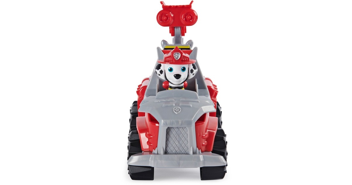 Spin Master Paw Patrol Dino Rescue Deluxe Fahrzeug Marshall, Spielfahrzeug(rot/grau, Inkl. Marshall-Spielfigur und Überraschungs-Dinosaurier)
