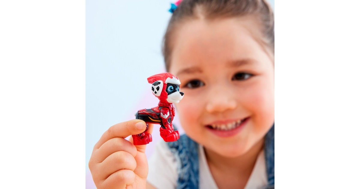 Spin Master Paw Patrol Mighty Kinofilm - Basis Fahrzeug von Marshall mit Welpenfigur, Spielfahrzeug