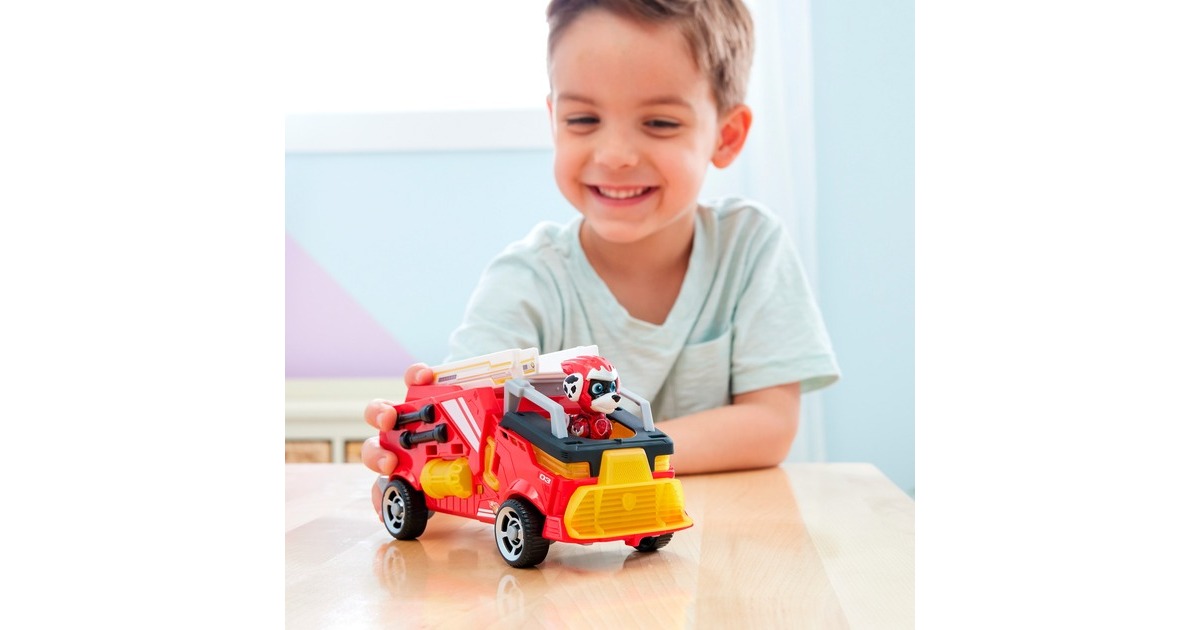 Spin Master Paw Patrol Mighty Kinofilm - Basis Fahrzeug von Marshall mit Welpenfigur, Spielfahrzeug