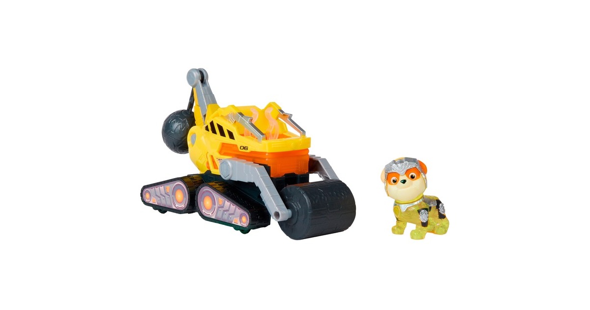 Spin Master Paw Patrol Mighty Kinofilm - Basis Fahrzeug von Rubble mit Welpenfigur, Spielfahrzeug