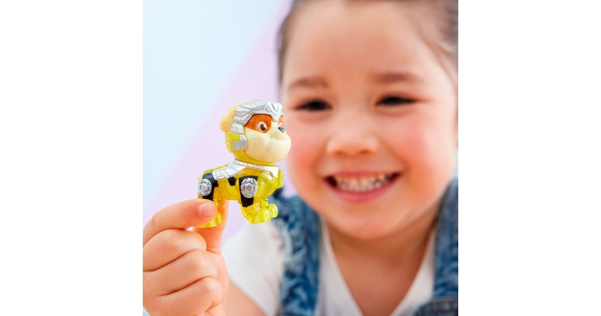 Spin Master Paw Patrol Mighty Kinofilm - Basis Fahrzeug von Rubble mit Welpenfigur, Spielfahrzeug