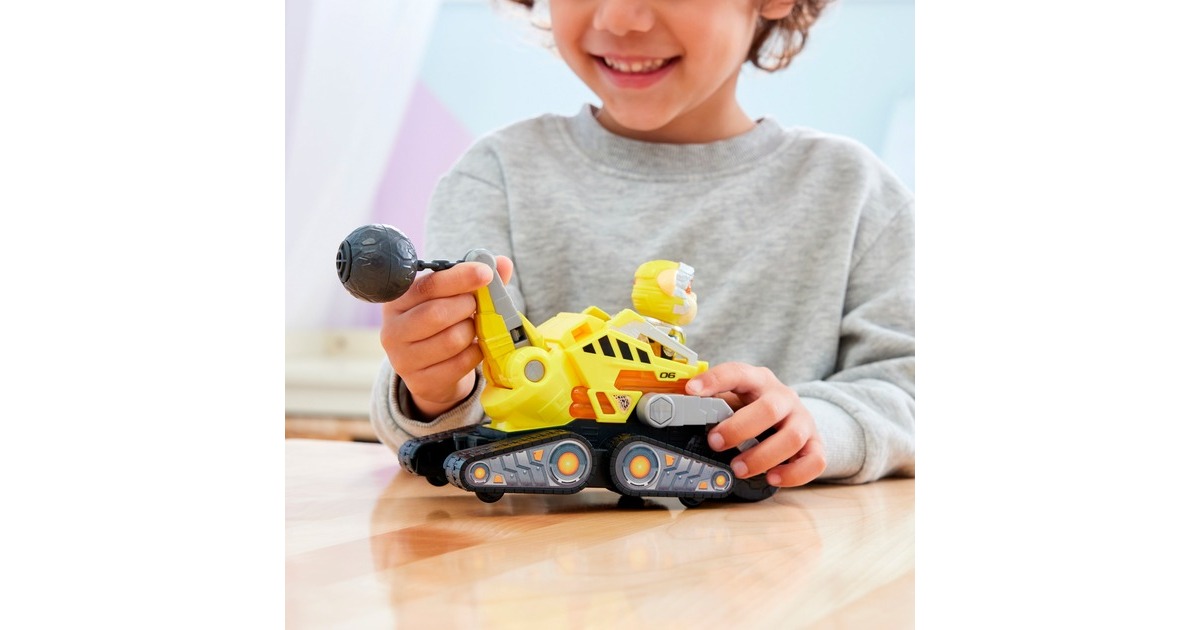 Spin Master Paw Patrol Mighty Kinofilm - Basis Fahrzeug von Rubble mit Welpenfigur, Spielfahrzeug