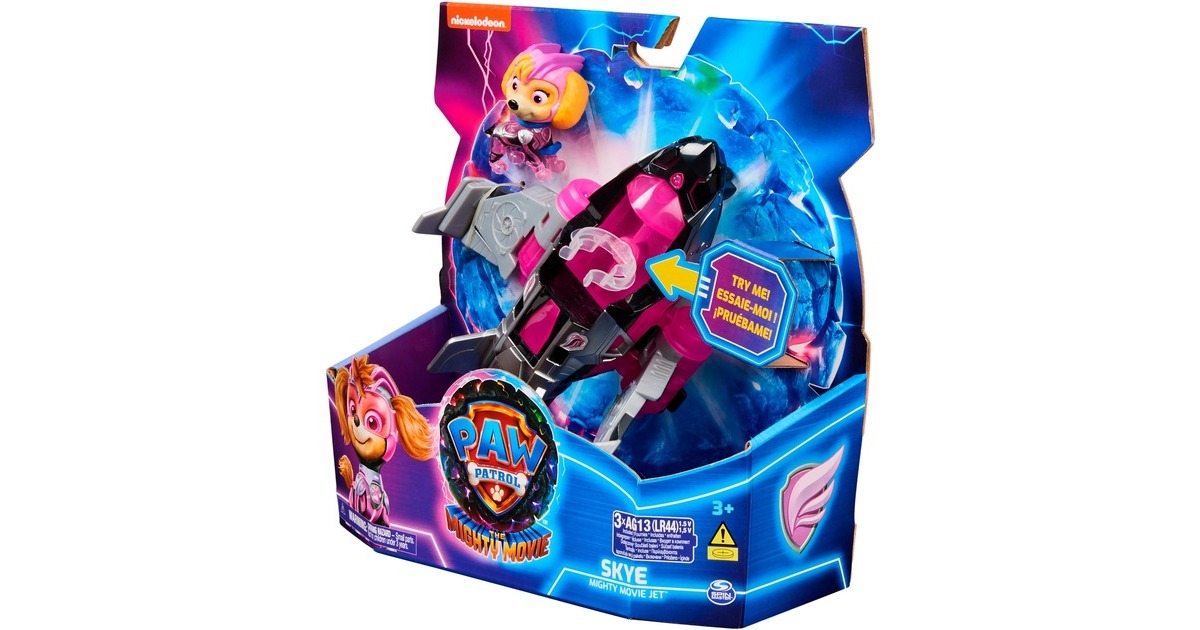 Spin Master Paw Patrol Mighty Kinofilm - Basis Fahrzeug von Skye mit Welpenfigur, Spielfahrzeug