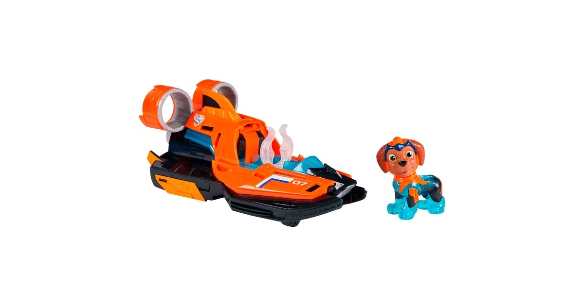 Spin Master Paw Patrol Mighty Kinofilm - Basis Fahrzeug von Zuma mit Welpenfigur, Spielfahrzeug