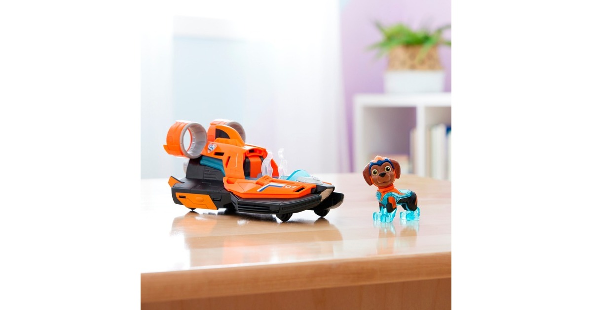 Spin Master Paw Patrol Mighty Kinofilm - Basis Fahrzeug von Zuma mit Welpenfigur, Spielfahrzeug