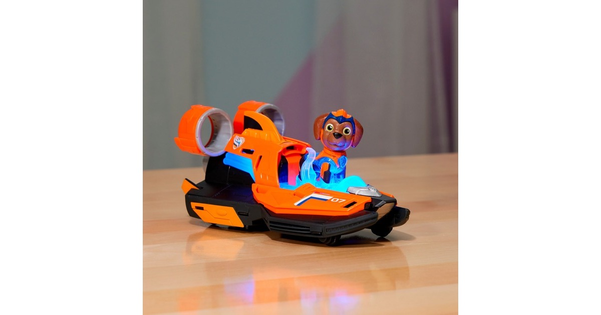 Spin Master Paw Patrol Mighty Kinofilm - Basis Fahrzeug von Zuma mit Welpenfigur, Spielfahrzeug