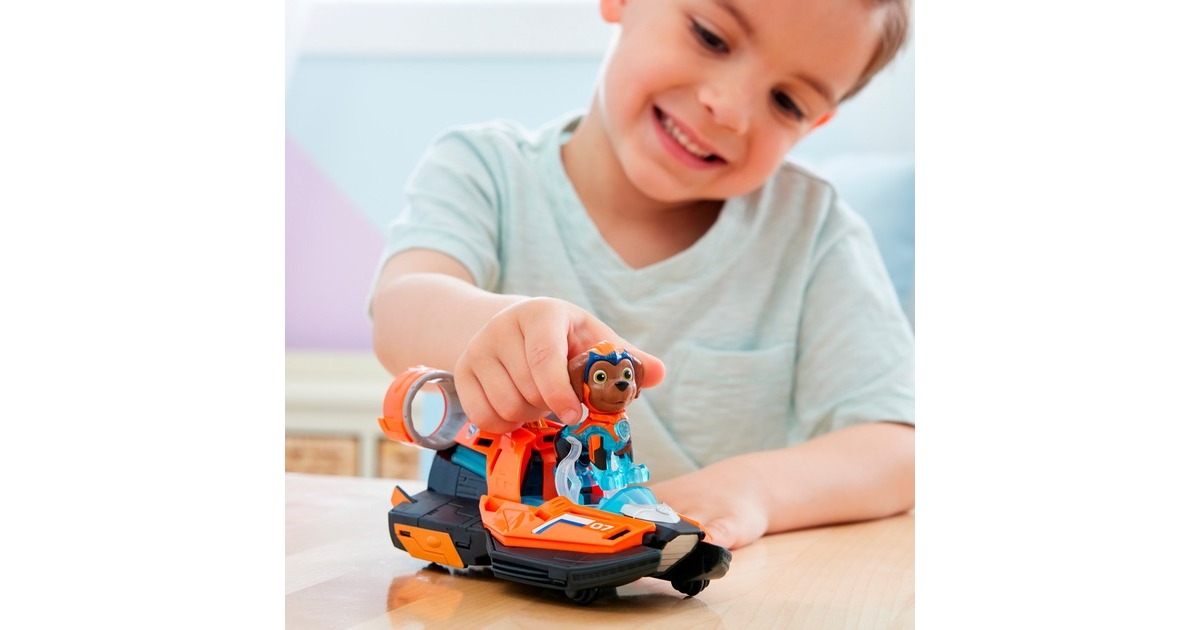 Spin Master Paw Patrol Mighty Kinofilm - Basis Fahrzeug von Zuma mit Welpenfigur, Spielfahrzeug