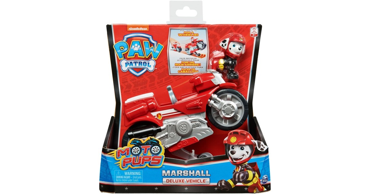Spin Master Paw Patrol Moto Pups Marshalls Motorrad, Spielfahrzeug(rot/silber, mit Spielfigur)