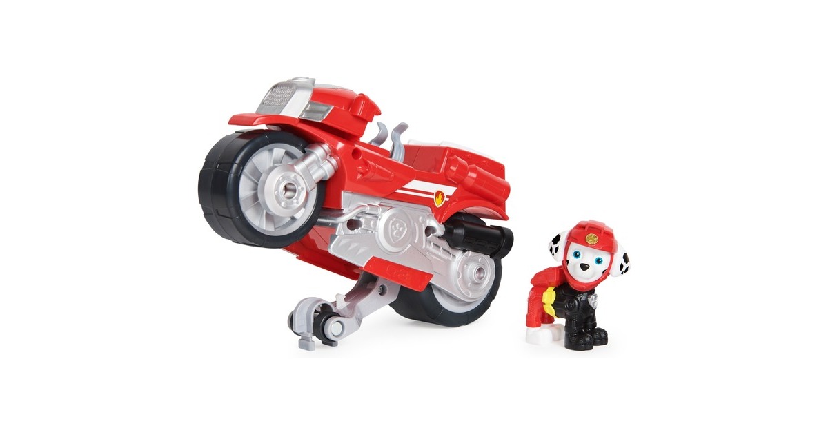 Spin Master Paw Patrol Moto Pups Marshalls Motorrad, Spielfahrzeug(rot/silber, mit Spielfigur)