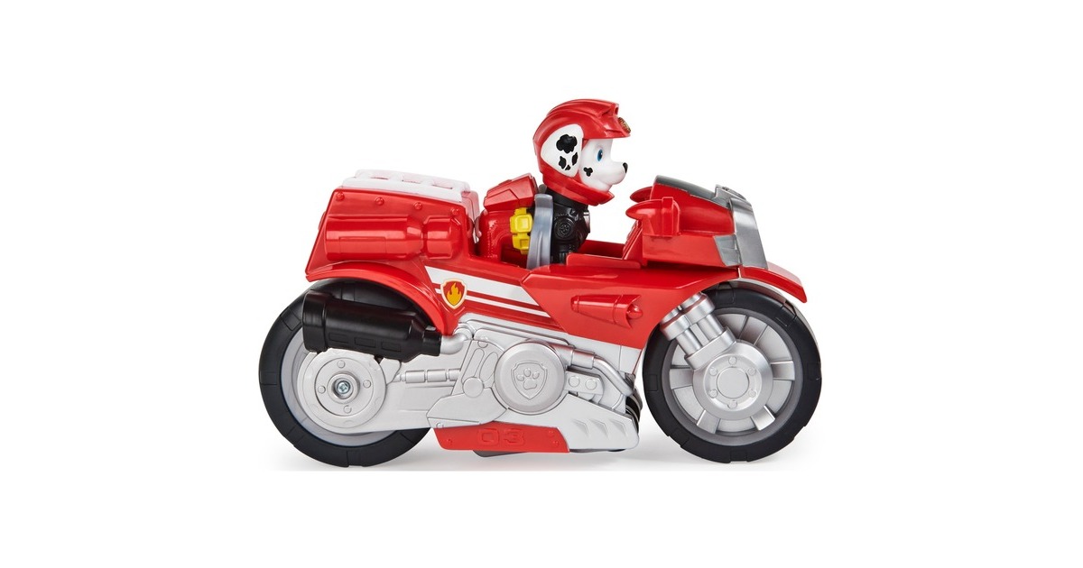 Spin Master Paw Patrol Moto Pups Marshalls Motorrad, Spielfahrzeug(rot/silber, mit Spielfigur)