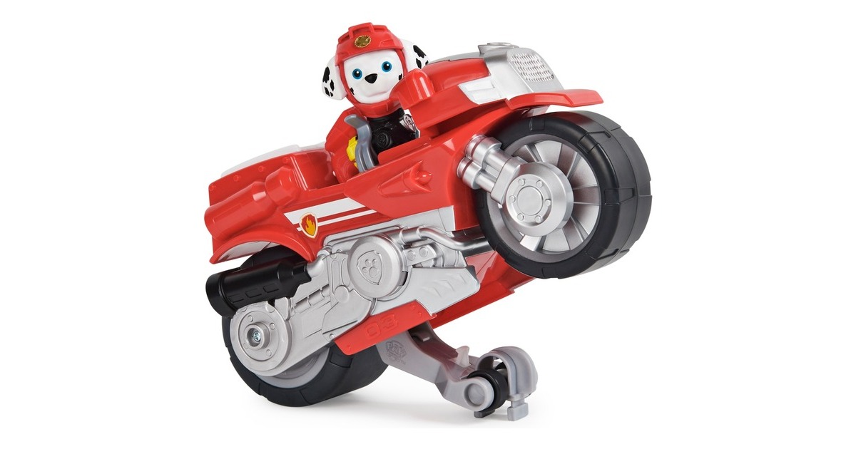 Spin Master Paw Patrol Moto Pups Marshalls Motorrad, Spielfahrzeug(rot/silber, mit Spielfigur)