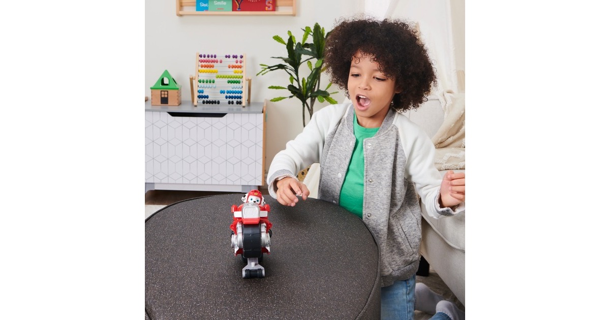 Spin Master Paw Patrol Moto Pups Marshalls Motorrad, Spielfahrzeug(rot/silber, mit Spielfigur)