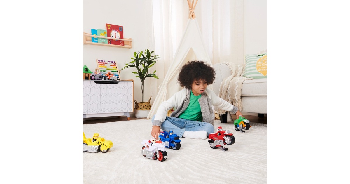 Spin Master Paw Patrol Moto Pups Marshalls Motorrad, Spielfahrzeug(rot/silber, mit Spielfigur)