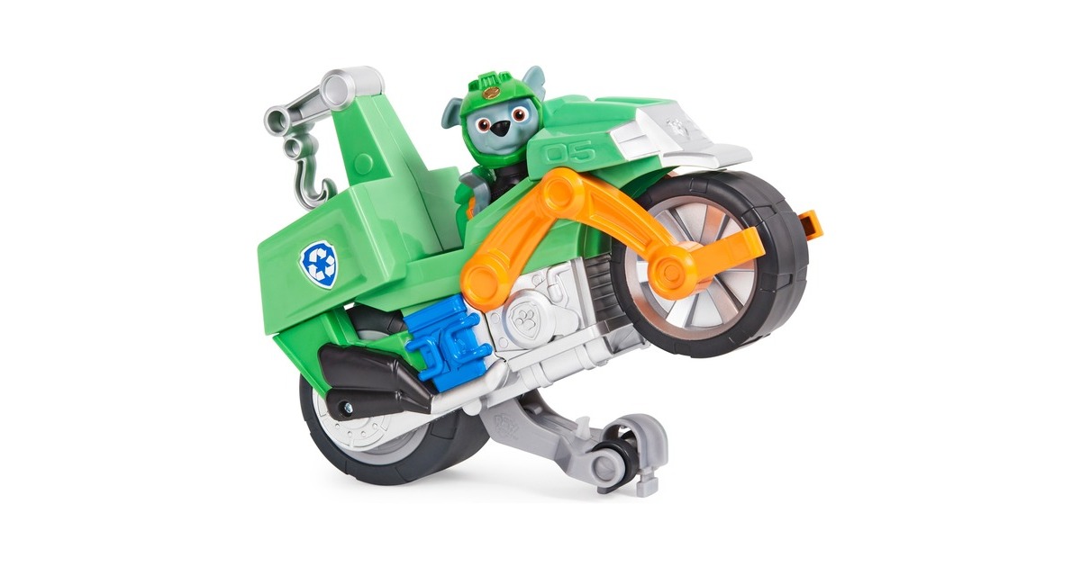 Spin Master Paw Patrol Moto Pups Rockys Motorrad , Spielfahrzeug(mehrfarbig, mit Spielfigur)