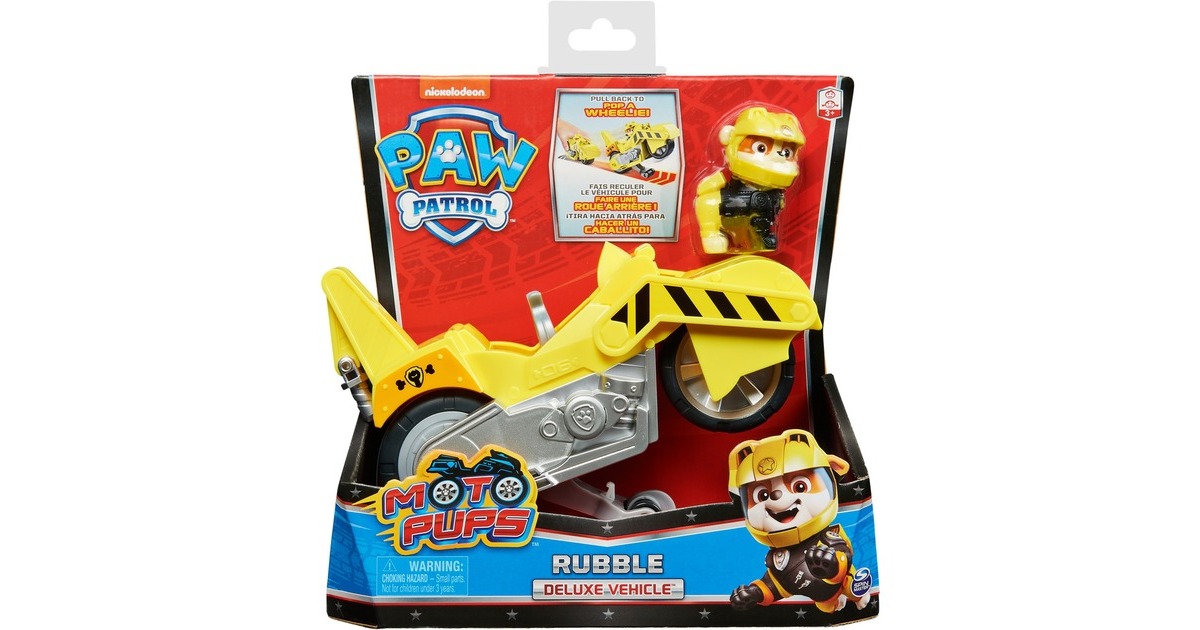 Spin Master Paw Patrol Moto Pups Rubbles Motorrad, Spielfahrzeug(gelb, mit Spielfigur)