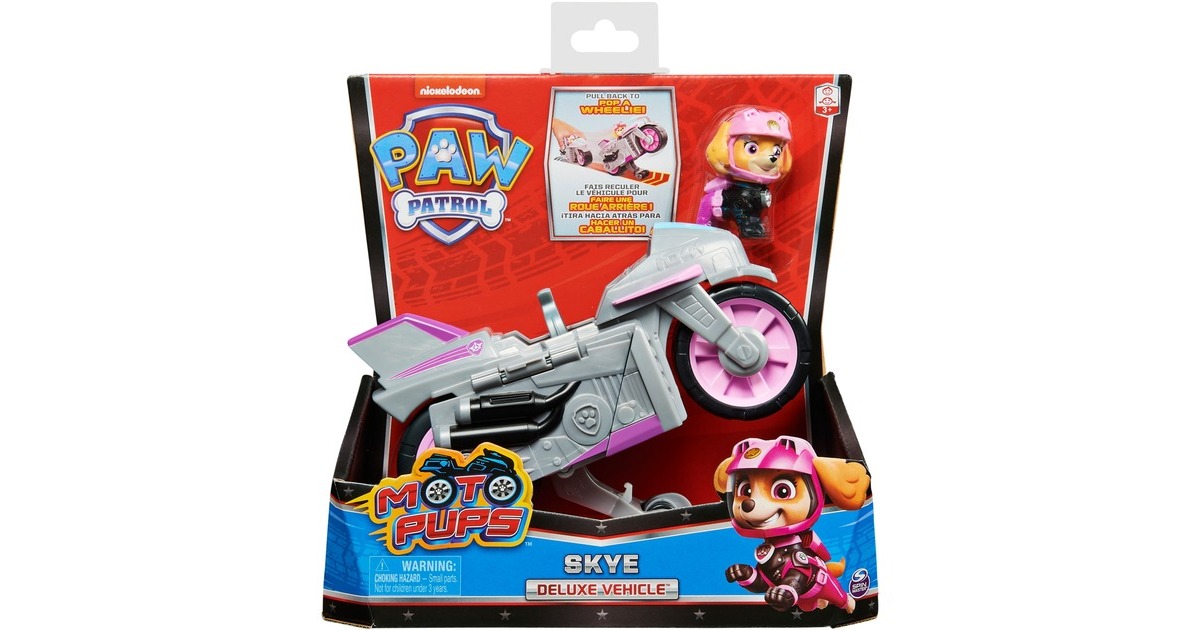 Spin Master Paw Patrol Moto Pups Skyes Motorrad, Spielfahrzeug(rosa/grau, mit Spielfigur)