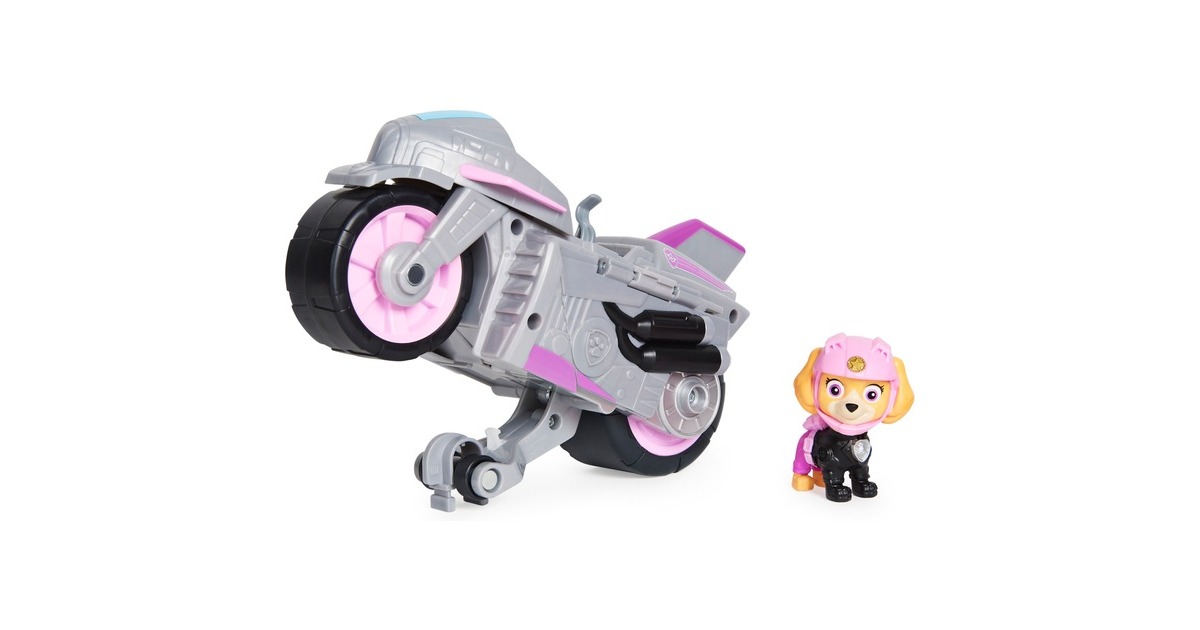 Spin Master Paw Patrol Moto Pups Skyes Motorrad, Spielfahrzeug(rosa/grau, mit Spielfigur)