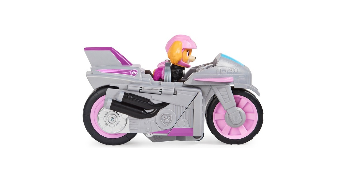 Spin Master Paw Patrol Moto Pups Skyes Motorrad, Spielfahrzeug(rosa/grau, mit Spielfigur)