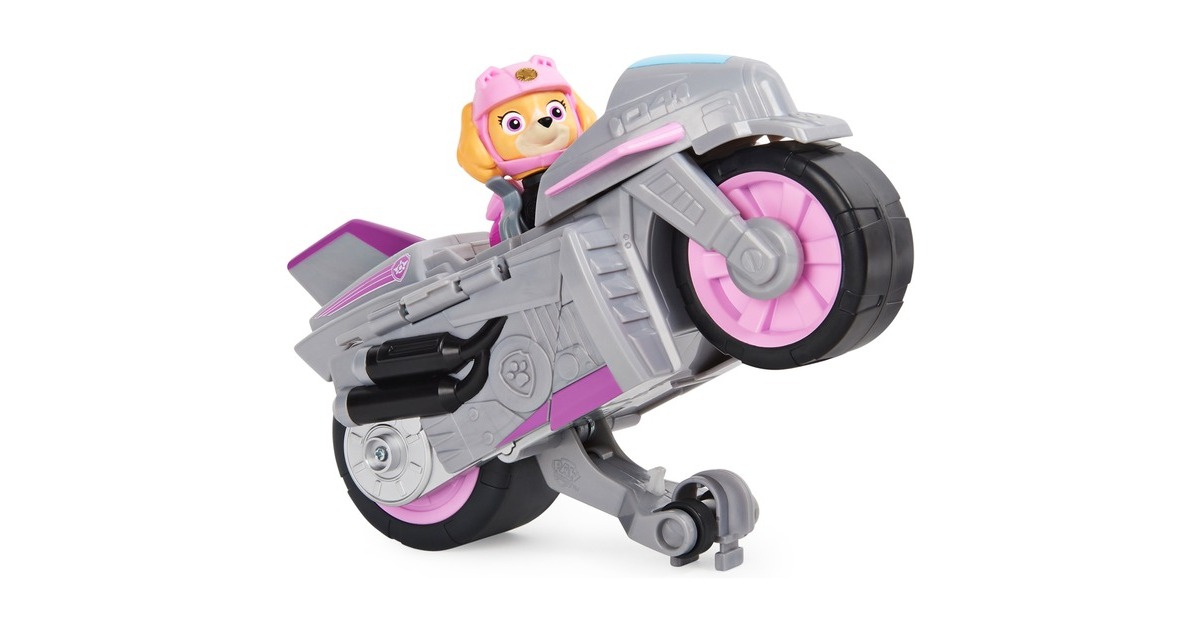 Spin Master Paw Patrol Moto Pups Skyes Motorrad, Spielfahrzeug(rosa/grau, mit Spielfigur)