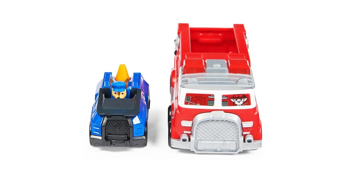 Spin Master Paw Patrol True Metal Team 2er Set Feuerwehrwagen und Polizeiauto mit Chase, Spielfahrzeug(mehrfarbig)