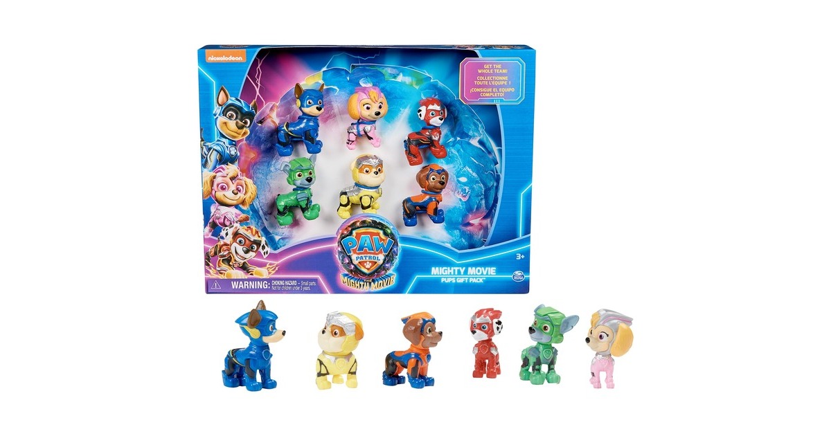 Spin Master Paw Patrol: Der Mighty Kinofilm, Geschenkset mit 6 Superhelden-Spielfiguren