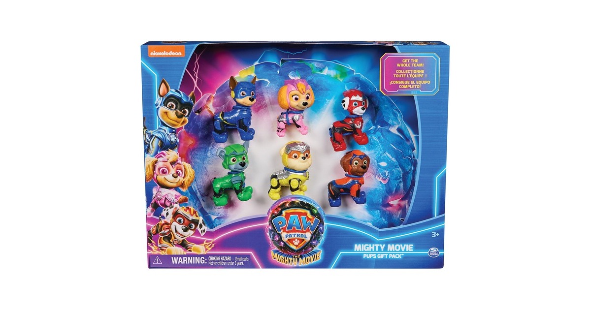 Spin Master Paw Patrol: Der Mighty Kinofilm, Geschenkset mit 6 Superhelden-Spielfiguren