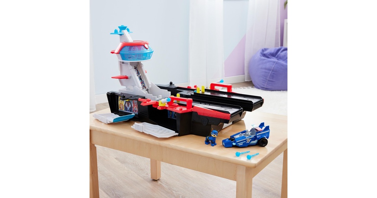 Spin Master Paw Patrol: Der Mighty Kinofilm, Marine Hauptquartier Spielset, Spielfahrzeug(mit Chase Spielfigur und Superhelden-Fahrzeug)