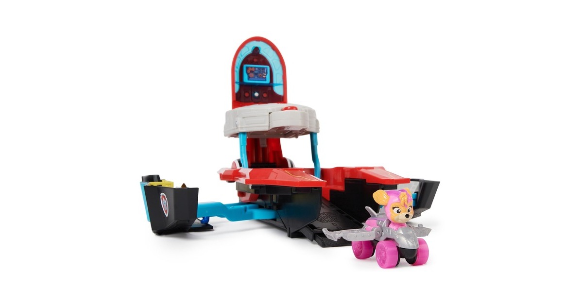 Spin Master Paw Patrol: Der Mighty Kinofilm, Pup Squad Mini Marine Hauptquartier Spielset, Spielfahrzeug(mit Skye Spielzeugauto und Chase Spielfigur)