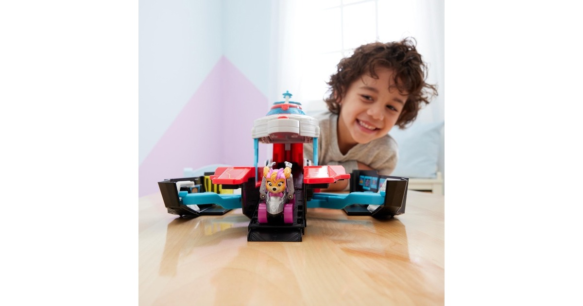 Spin Master Paw Patrol: Der Mighty Kinofilm, Pup Squad Mini Marine Hauptquartier Spielset, Spielfahrzeug(mit Skye Spielzeugauto und Chase Spielfigur)