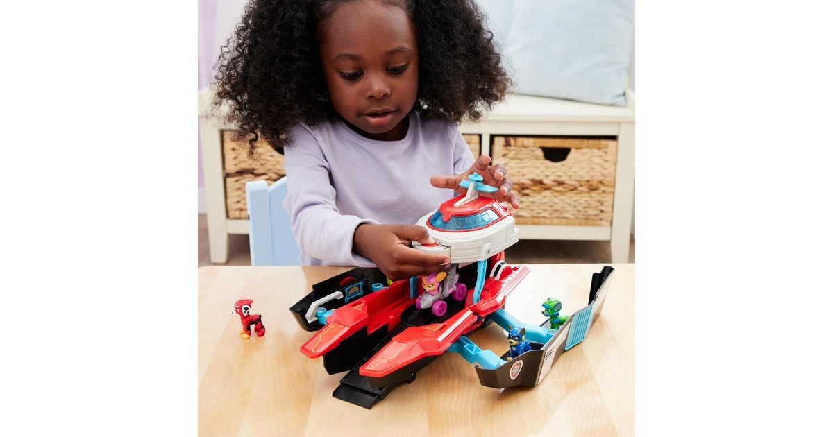 Spin Master Paw Patrol: Der Mighty Kinofilm, Pup Squad Mini Marine Hauptquartier Spielset, Spielfahrzeug(mit Skye Spielzeugauto und Chase Spielfigur)