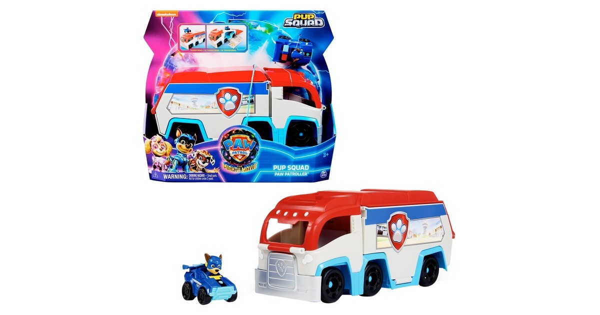 Spin Master Paw Patrol: Der Mighty Kinofilm, Pup Squad Patroller Teamfahrzeu, Spielfahrzeug(mit Chase-Spielzeugauto, Spielzeug)