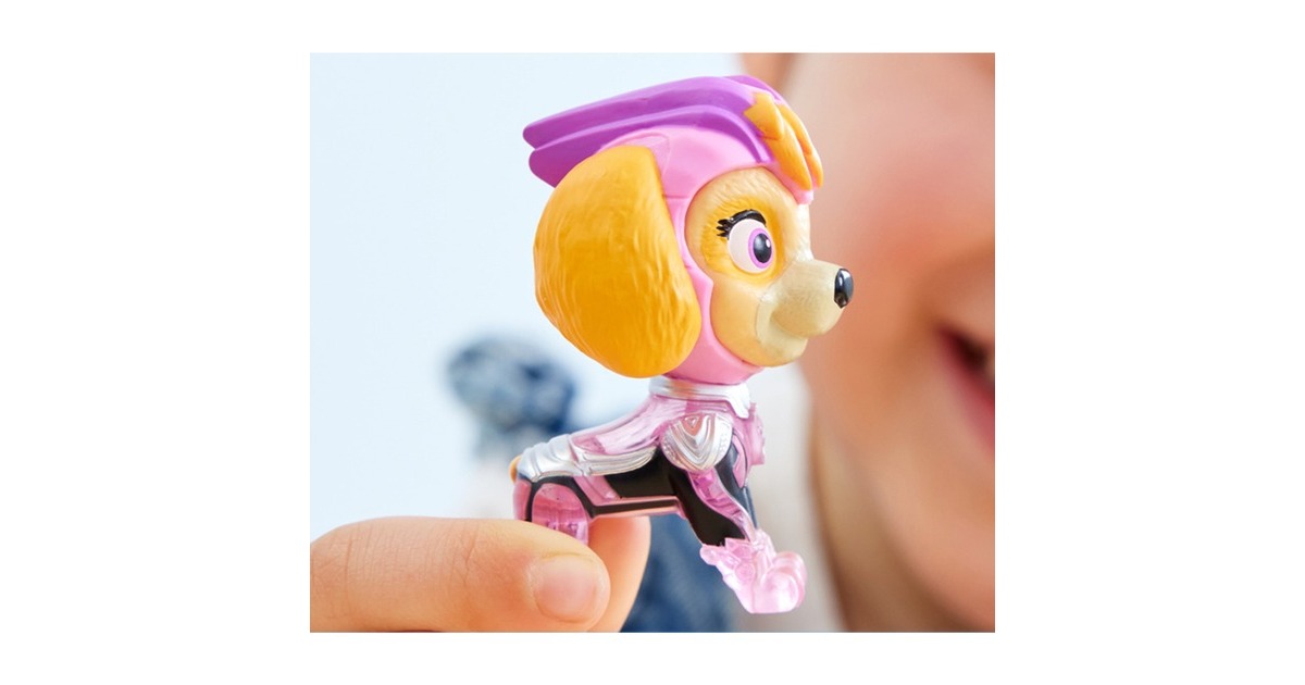 Spin Master Paw Patrol: Der Mighty Kinofilm, Skyes Deluxe Superhelden-Jet inkl. Skye Figur, Spielfahrzeug(silber/rosa)