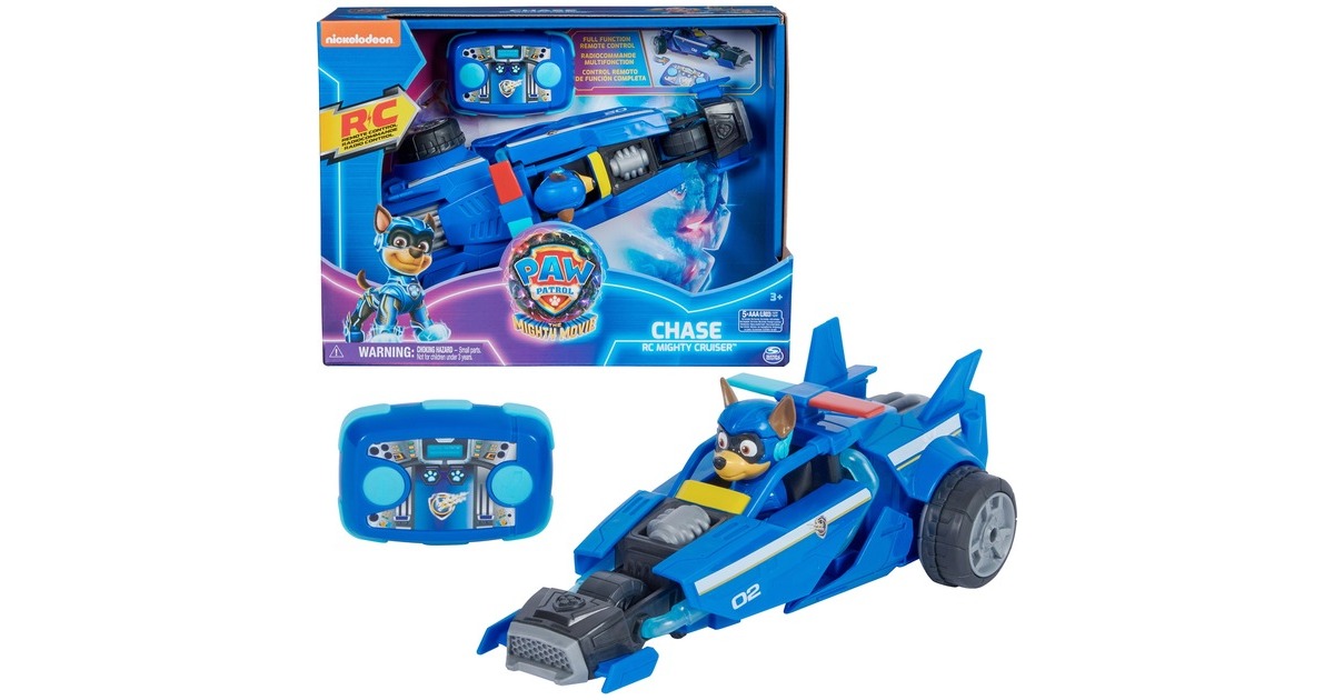 Spin Master Paw Patrol: Der Mighty Kinofilm, ferngesteuertes Polizeiauto mit Chase, RC(blau)