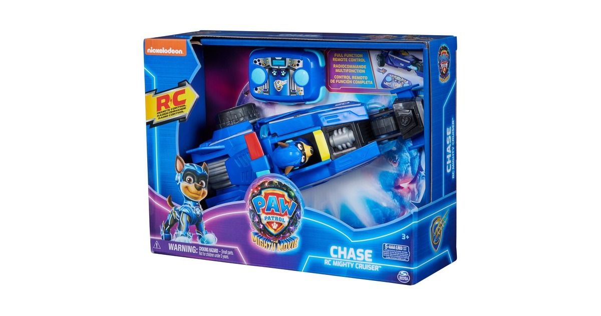 Spin Master Paw Patrol: Der Mighty Kinofilm, ferngesteuertes Polizeiauto mit Chase, RC(blau)