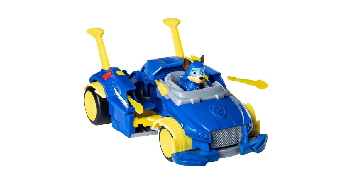 Spin Master Paw Patrol, Mighty Pups Super Paws - Chases Powered Up Fahrzeug, Spielfahrzeug(Verwandlungsfähiges Fahrzeug mit Figur)