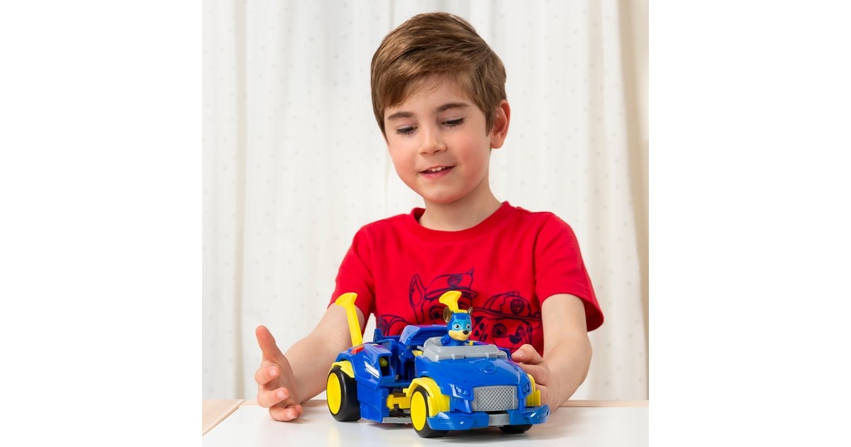 Spin Master Paw Patrol, Mighty Pups Super Paws - Chases Powered Up Fahrzeug, Spielfahrzeug(Verwandlungsfähiges Fahrzeug mit Figur)
